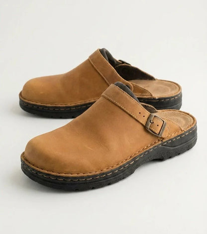 tan eluxeri clogs from the side